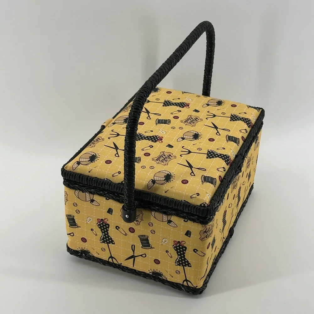 Dyno Sewing Craft Basket Handle Yellow Black Fabric Wicker Trim‎ Accessories NEW